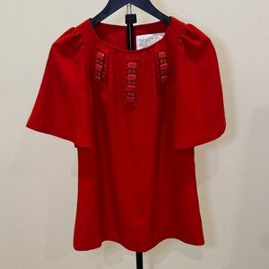 Vintage Women’s Red Embellished mini dress with Flutter Sleeves